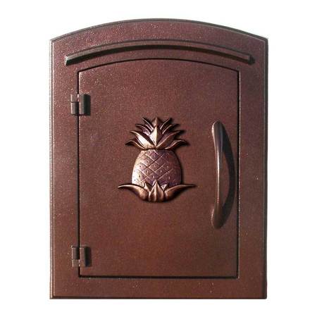 QUALARC Drop Chute Mailbox w/dec. Pineapple Logo Faceplate, Antique Copper MAN-S-1405-AC